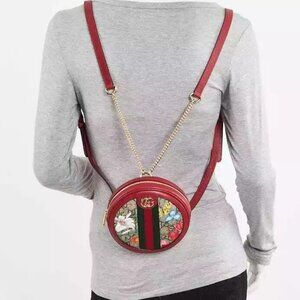 A Very Beautiful Gucci Ophidia Supreme GG Floral Round Backpack Handbag